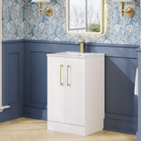 Modern Splash 500mm Satin White 2 Door Floor Standing Vanity Unit With Minimalist Basin