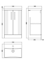 Modern Splash 500mm Satin White 2 Door Floor Standing Vanity Unit With Thin Edge Basin
