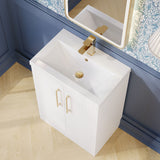 Modern Splash 600mm Satin White 2 Door Floor Standing Vanity Unit With Mid-Edge Basin