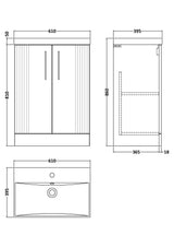 Modern Splash 600mm Satin White 2 Door Floor Standing Vanity Unit With Thin Edge Basin