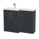 Modern Splash Satin Soft Black 1100mm x 390mm Left Hand Combination Unit With Polymarble Basin