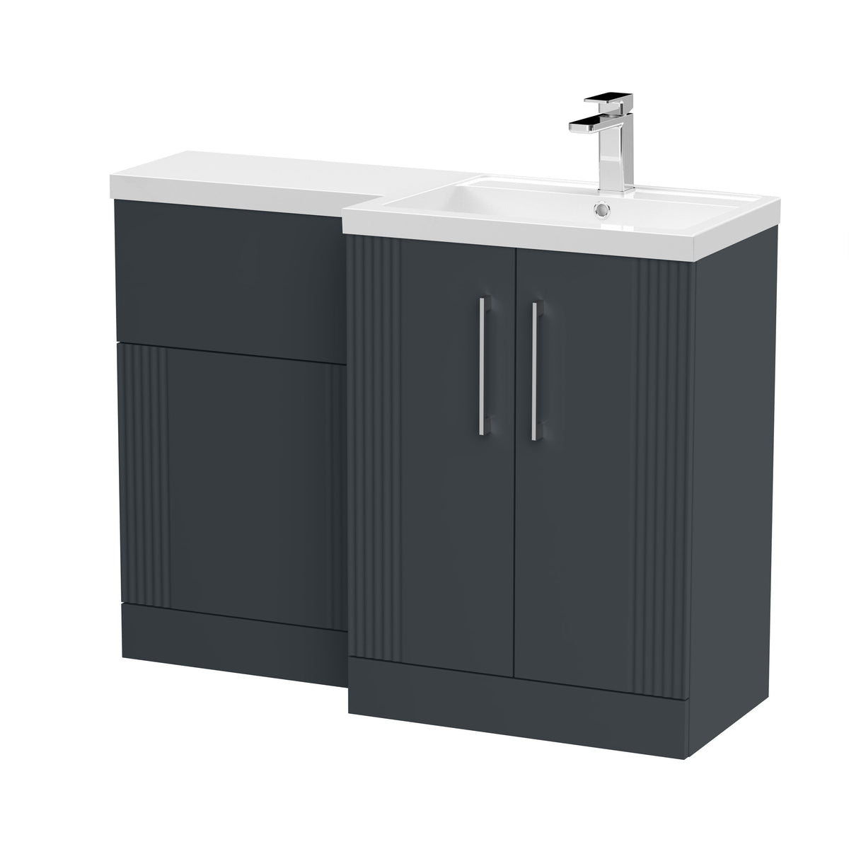 Modern Splash Satin Soft Black 1100mm x 390mm Right Hand Combination Unit With Polymarble Basin