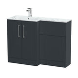 Modern Splash 1100mm Left-Hand 2 Door Soft Black Floor Standing Combination Unit With Stone Basin