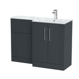 Modern Splash 1100mm Right-Hand 2 Door Soft Black Floor Standing Combination Unit With Stone Basin