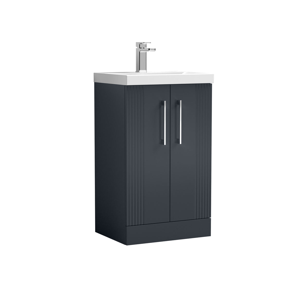 Modern Splash 500mm Soft Black 2 Door Floor Standing Vanity Unit With Mid-Edge Basin
