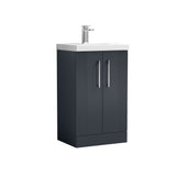 Modern Splash 500mm Soft Black 2 Door Floor Standing Vanity Unit With Mid-Edge Basin
