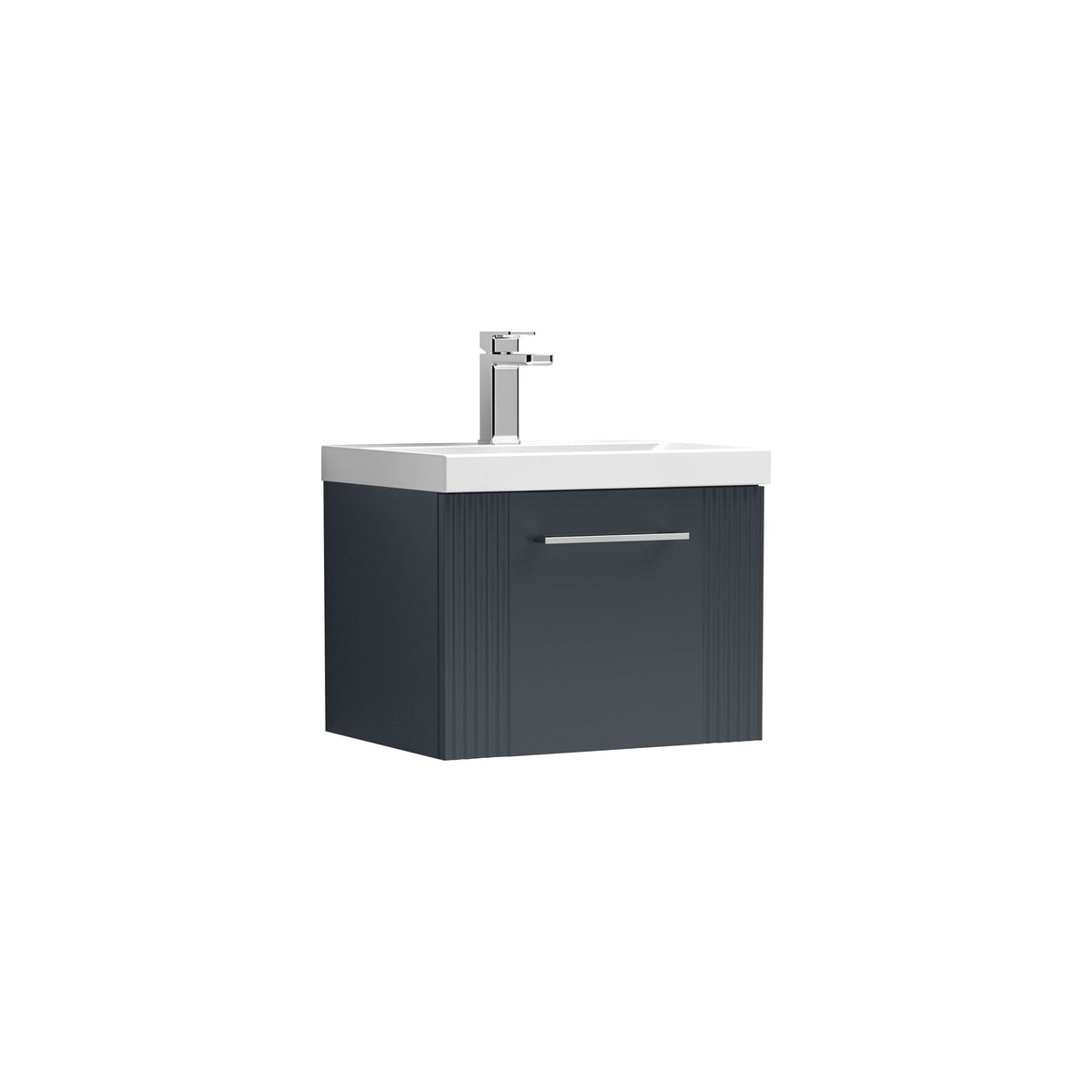 Modern Splash 500mm Soft Black 1 Drawer Wall Hung Vanity Unit With Mid-Edge Basin