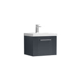 Modern Splash 500mm Soft Black 1 Drawer Wall Hung Vanity Unit With Mid-Edge Basin