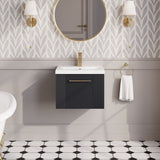 Modern Splash 500mm Soft Black 1 Drawer Wall Hung Vanity Unit With Mid-Edge Basin