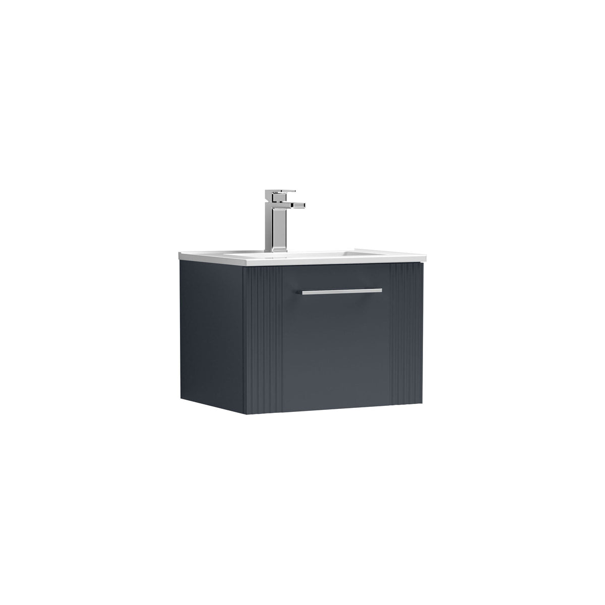 Modern Splash 500mm Soft Black 1 Drawer Wall Hung Vanity Unit With Minimalist Basin