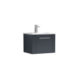 Modern Splash 500mm Soft Black 1 Drawer Wall Hung Vanity Unit With Minimalist Basin