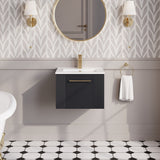 Modern Splash 500mm Soft Black 1 Drawer Wall Hung Vanity Unit With Minimalist Basin