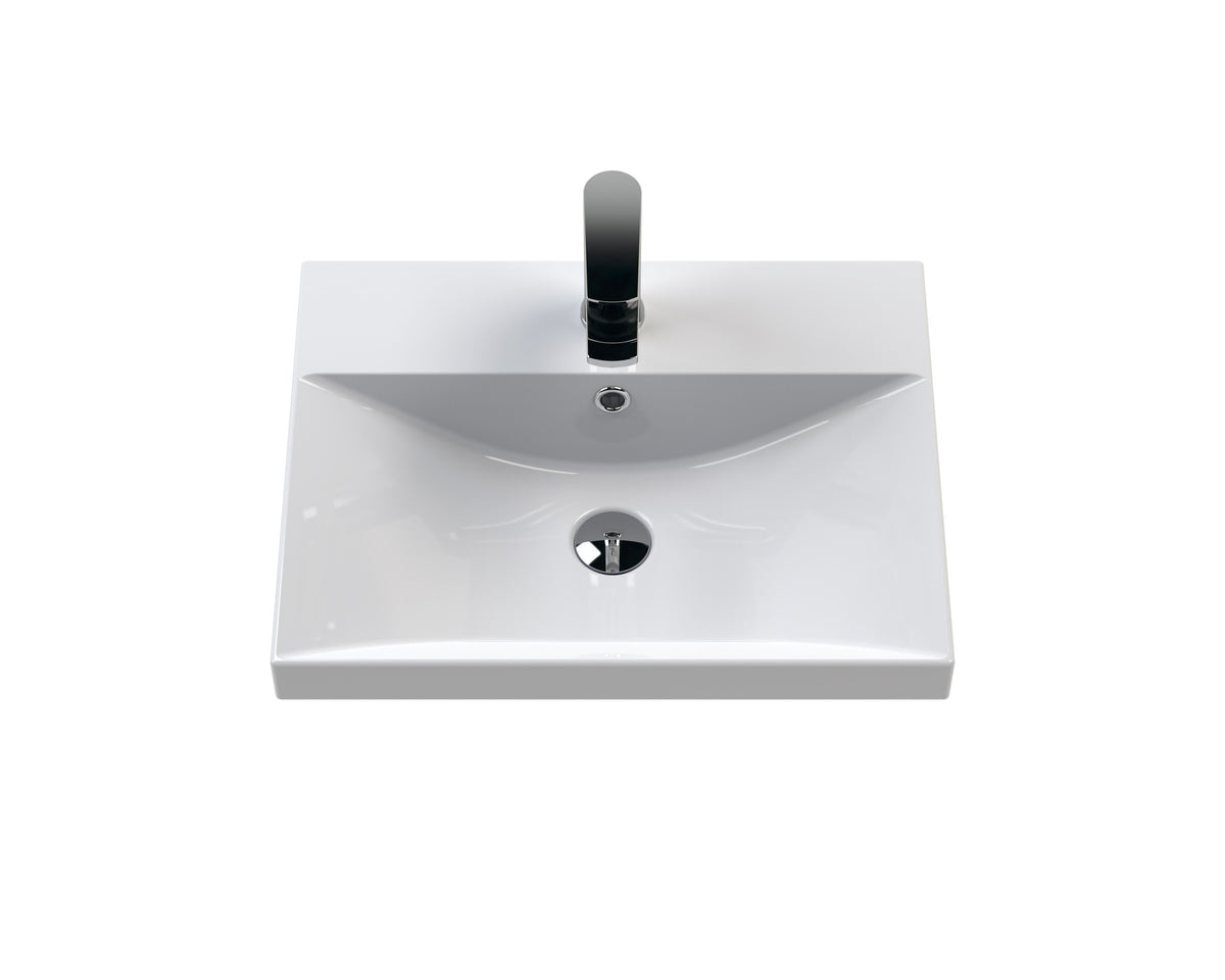 Modern Splash 500mm Soft Black 1 Drawer Wall Hung Vanity Unit With Thin Edge Basin