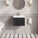 Modern Splash 500mm Soft Black 1 Drawer Wall Hung Vanity Unit With Thin Edge Basin