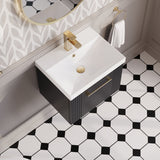Modern Splash 500mm Soft Black 1 Drawer Wall Hung Vanity Unit With Thin Edge Basin