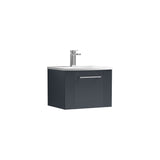 Modern Splash 500mm Soft Black 1 Drawer Wall Hung Vanity Unit With Curved Basin