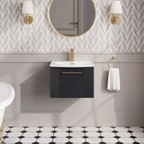 Modern Splash 500mm Soft Black 1 Drawer Wall Hung Vanity Unit With Curved Basin