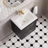 Modern Splash 500mm Soft Black 2 Drawer Wall Hung Vanity Unit With Mid-Edge Basin