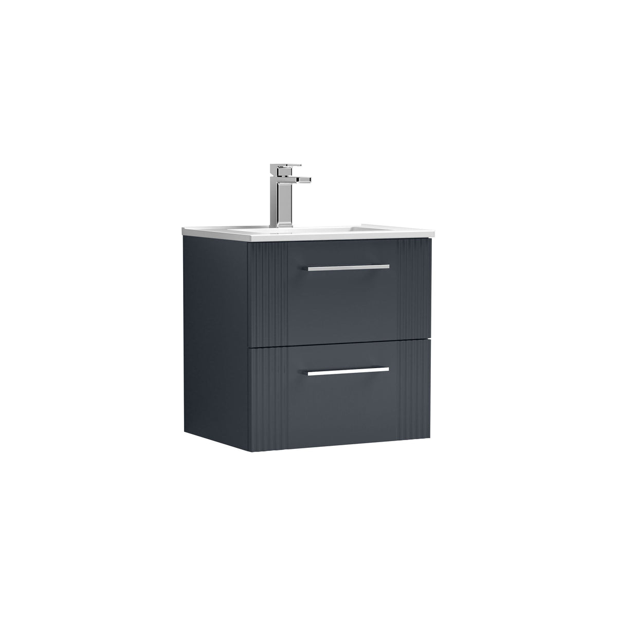 Modern Splash 500mm Soft Black 2 Drawer Wall Hung Vanity Unit With Minimalist Basin