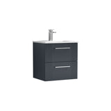 Modern Splash 500mm Soft Black 2 Drawer Wall Hung Vanity Unit With Minimalist Basin