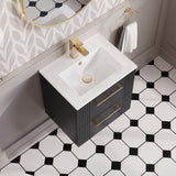 Modern Splash 500mm Soft Black 2 Drawer Wall Hung Vanity Unit With Minimalist Basin