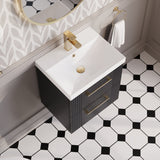 Modern Splash 500mm Soft Black 2 Drawer Wall Hung Vanity Unit With Thin Edge Basin