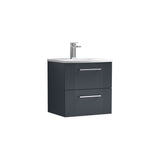 Modern Splash 500mm Soft Black 2 Drawer Wall Hung Vanity Unit With Curved Basin
