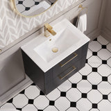 Modern Splash 600mm Soft Black 2 Drawer Wall Hung Vanity Unit With Minimalist Basin