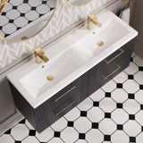 Modern Splash 1200mm Soft Black 4 Drawer Wall Hung Vanity Unit With 2 Tap Hole Ceramic Basin