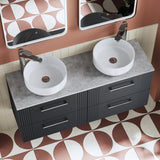 Modern Splash 1200mm Soft Black 4 Drawer Wall Hung Vanity Unit With Bellato Grey Worktop
