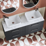Modern Splash 1215mm Soft Black 4 Drawer Wall Hung Vanity With Carrara Laminate Worktop