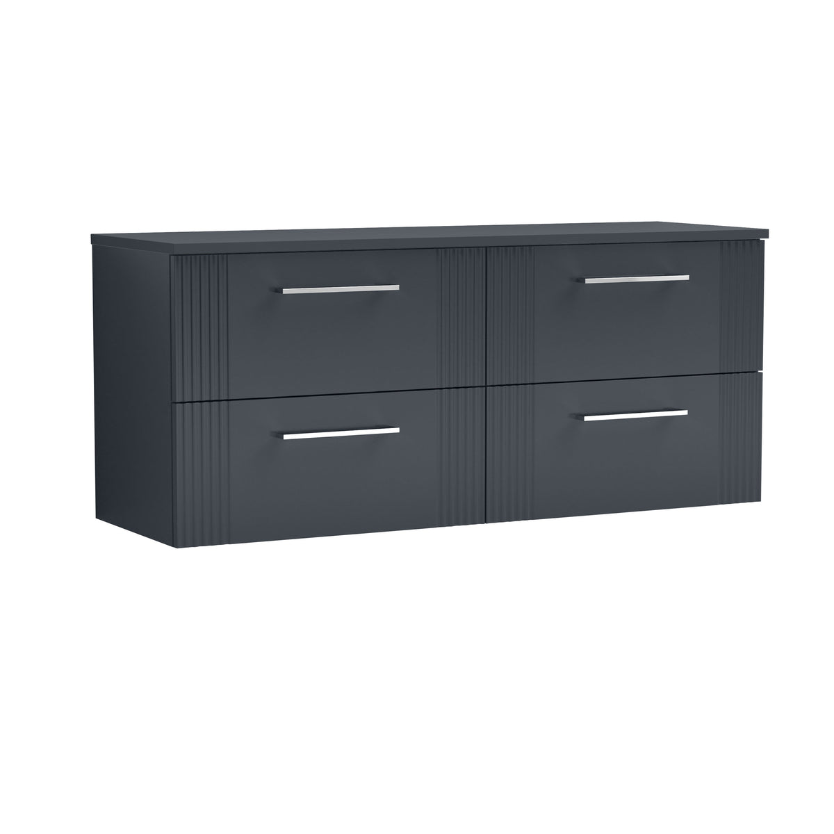 Modern Splash 1200mm Soft Black 4 Drawer Wall Hung Vanity With Co-ordinating Worktop