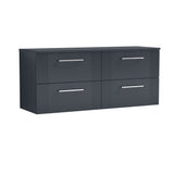 Modern Splash 1200mm Soft Black 4 Drawer Wall Hung Vanity With Co-ordinating Worktop