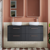 Modern Splash 1200mm Soft Black 4 Drawer Wall Hung Vanity With Co-ordinating Worktop