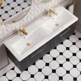 Modern Splash 1200mm Soft Black 2 Drawer Wall Hung Vanity Unit With 2 Tap Hole Ceramic Basin