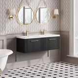 Modern Splash 1200mm Soft Black 2 Drawer Wall Hung Vanity Unit With 2 Tap Hole Ceramic Basin