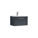Modern Splash 600mm Soft Black 1 Drawer Wall Hung Vanity Unit With Curved Basin