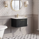 Modern Splash 600mm Soft Black 1 Drawer Wall Hung Vanity Unit With Curved Basin