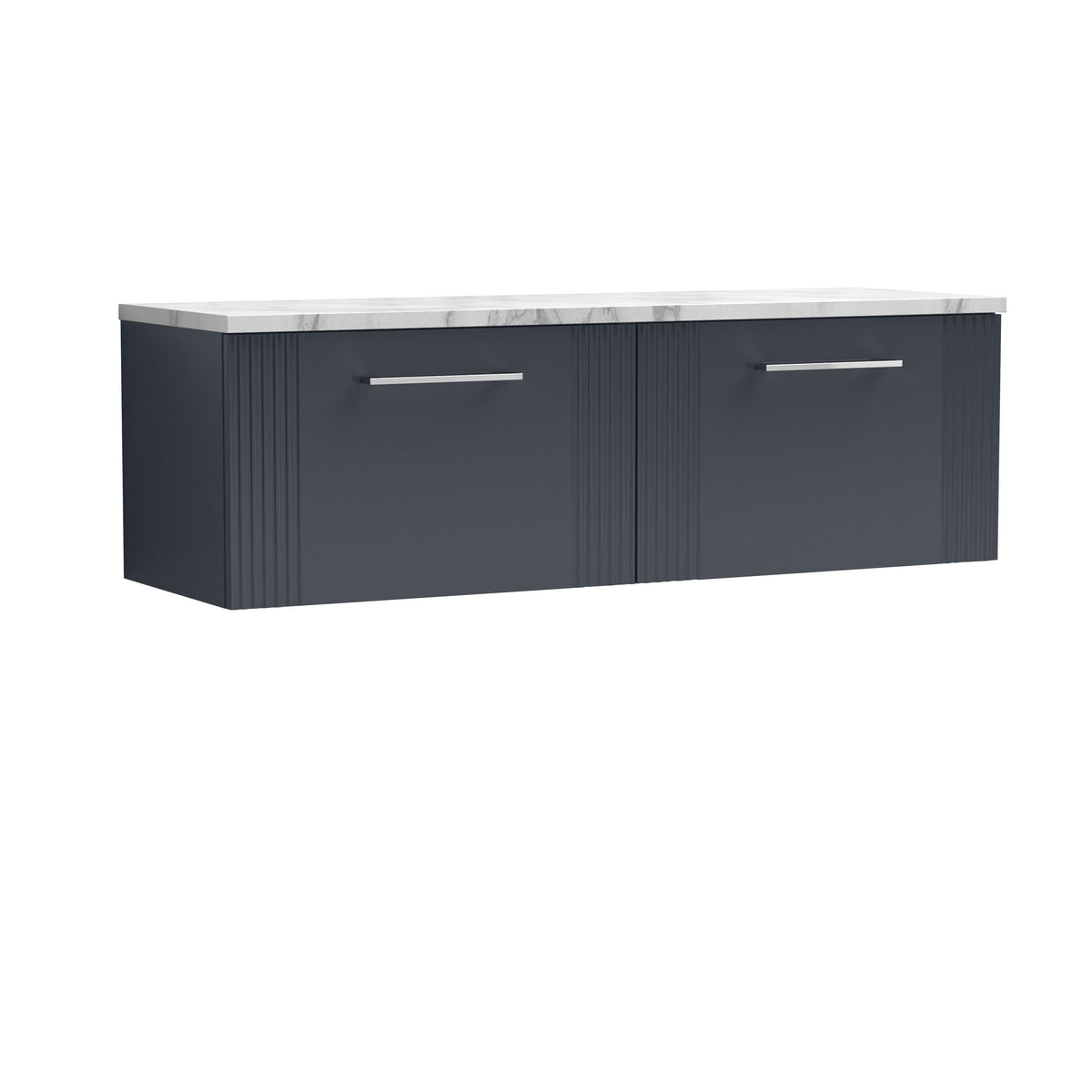 Modern Splash 1200mm Soft Black 2 Drawer Wall Hung Vanity With Carrara Laminate Worktop