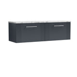 Modern Splash 1200mm Soft Black 2 Drawer Wall Hung Vanity With Carrara Laminate Worktop