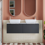 Modern Splash 1200mm Soft Black 2 Drawer Wall Hung Vanity With Carrara Laminate Worktop