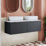 Modern Splash 1200mm Soft Black 2 Drawer Wall Hung Vanity With Carrara Laminate Worktop