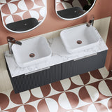 Modern Splash 1200mm Soft Black 2 Drawer Wall Hung Vanity With Carrara Laminate Worktop
