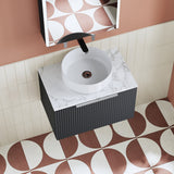 Modern Splash 600mm Soft Black 1 Drawer Wall Hung Vanity Unit With Carrara Laminate Worktop