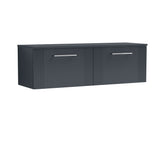 Modern Splash  1200mm Soft Black 2 Drawer Wall Hung Vanity With Co-ordinating Worktop
