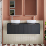 Modern Splash  1200mm Soft Black 2 Drawer Wall Hung Vanity With Co-ordinating Worktop