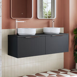Modern Splash  1200mm Soft Black 2 Drawer Wall Hung Vanity With Co-ordinating Worktop