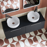 Modern Splash  1200mm Soft Black 2 Drawer Wall Hung Vanity With Co-ordinating Worktop