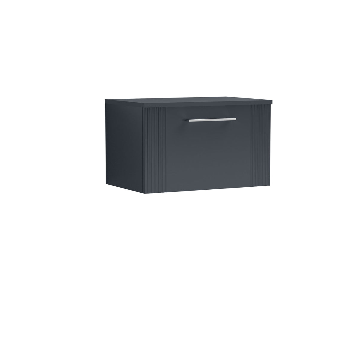Modern Splash 600mm Soft Black 1 Drawer Wall Hung Vanity Unit With Co-ordinating Worktop