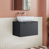 Modern Splash 600mm Soft Black 1 Drawer Wall Hung Vanity Unit With Co-ordinating Worktop